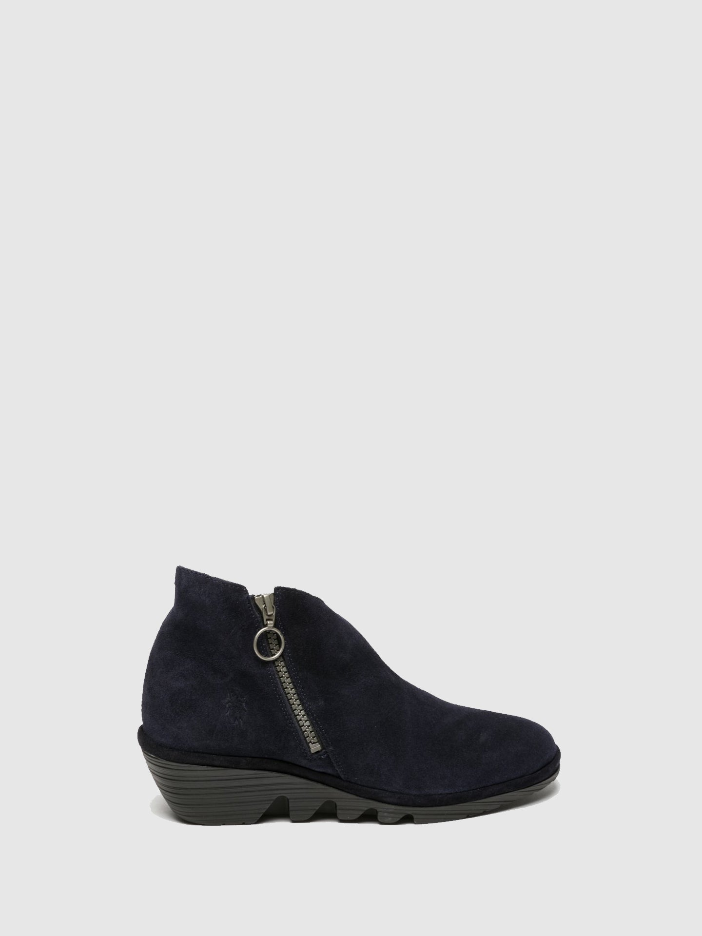 Fly London Navy Zip Up Ankle Boots